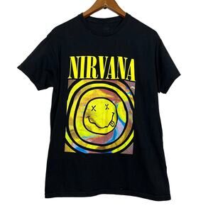 Nirvana Smiley Graphic Tee Repro Black Short Sleeve - L